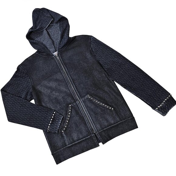 Studded Soul Girl's Sparkly Gray Hoodie - Picture 1 of 7